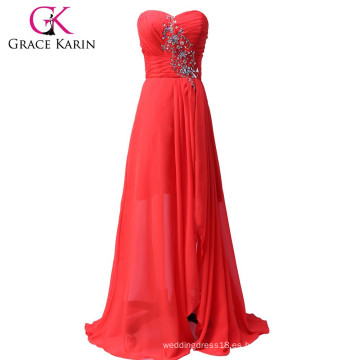 Grace Karin Sexy Strapless Sweetheart Partido Frente Red Vestidos de noche largo formal vestido de noche CL3443-1